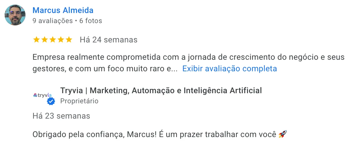 Avaliação 5 estrelas de Marcus Almeida - Resultados incríveis em vendas