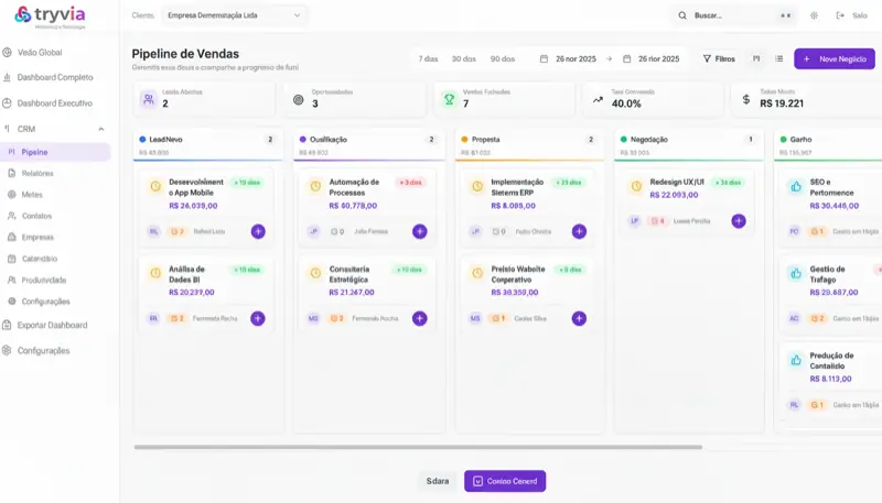 Pipeline responsivo e intuitivo