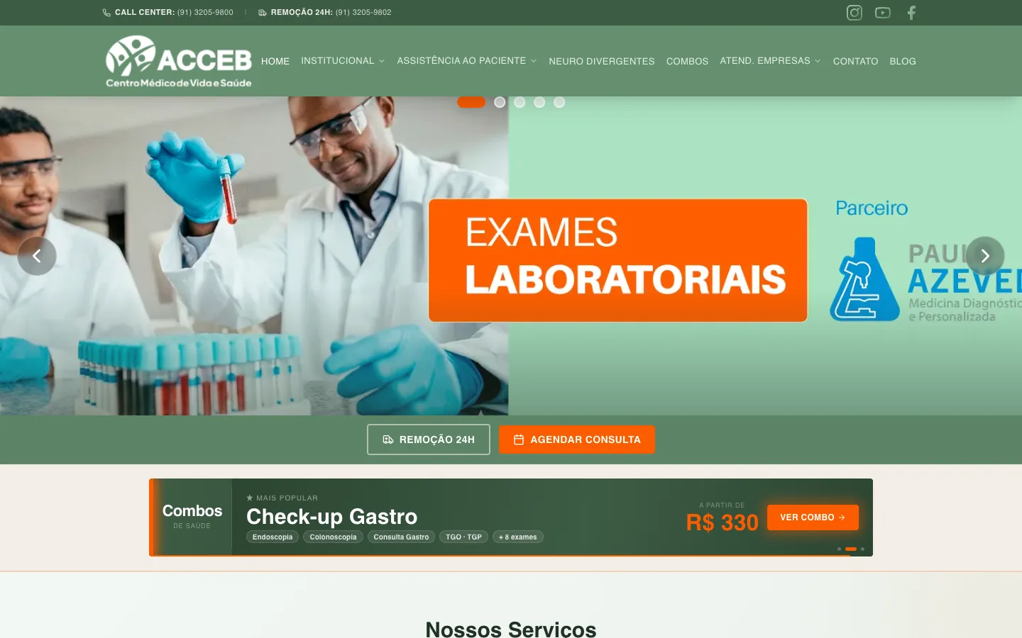 Página inicial do site ACCEB