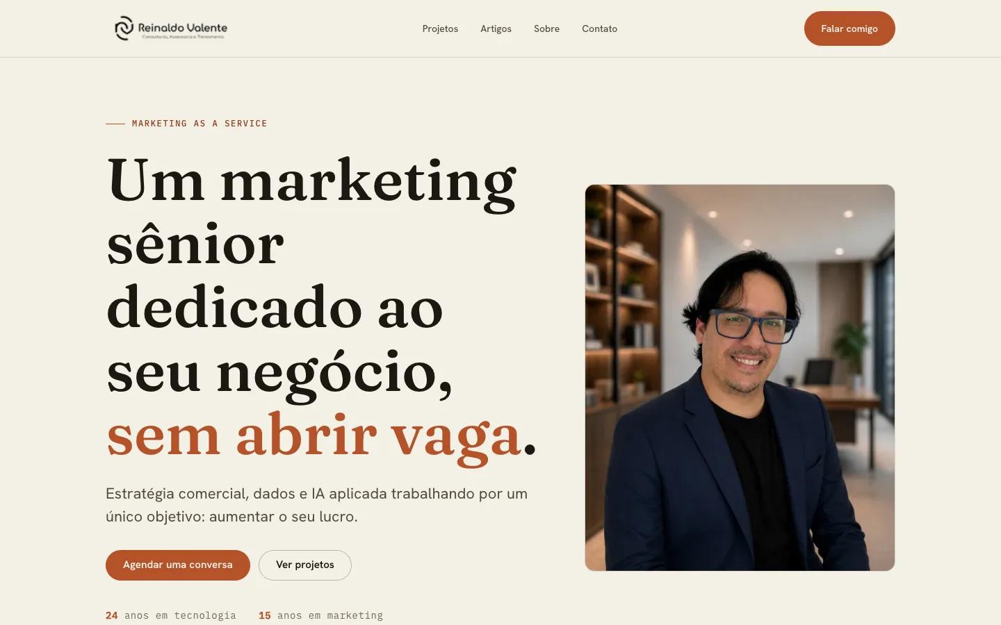 Página inicial do site Reinaldo Valente